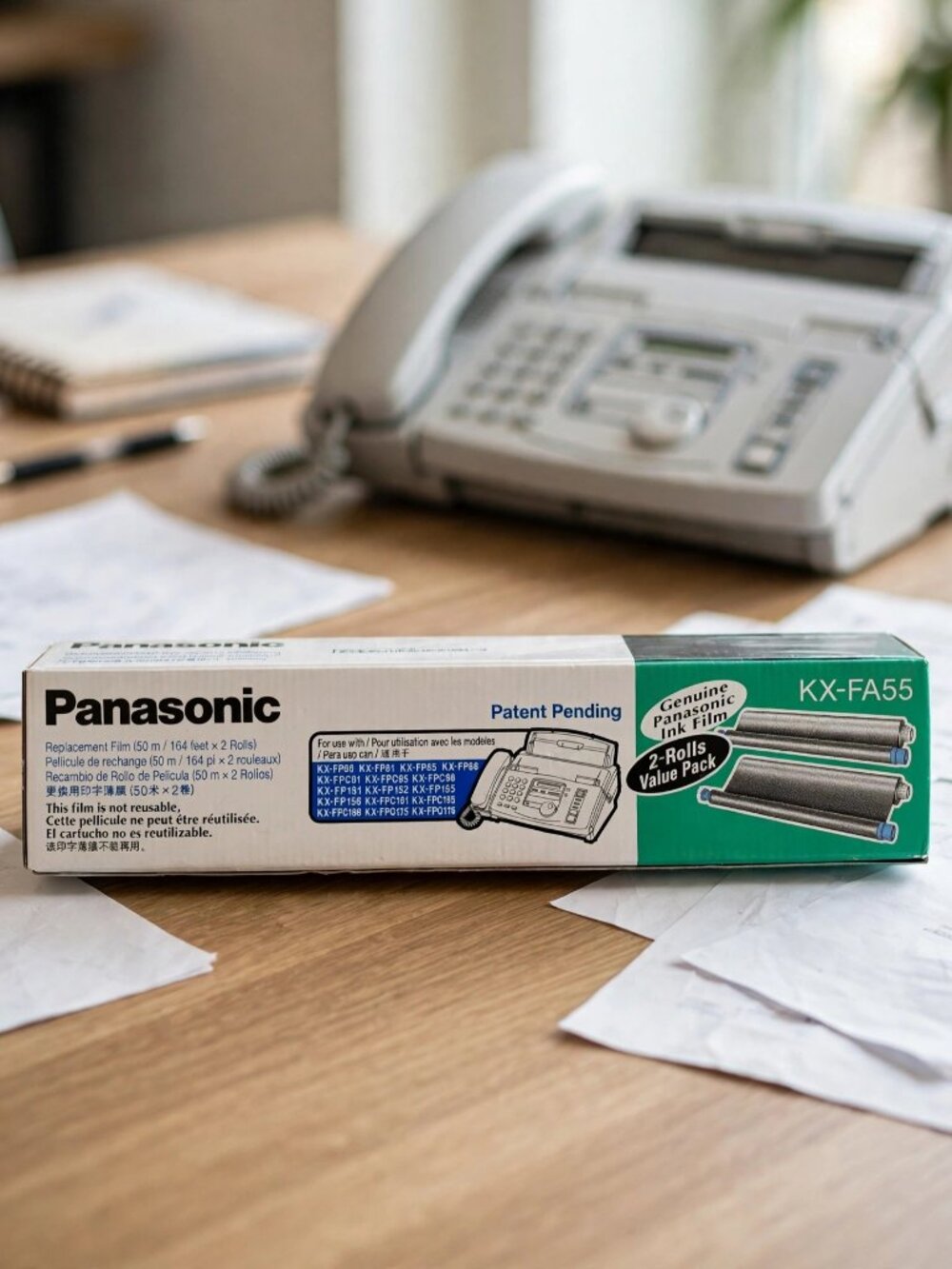 Panasonic KX-FA55 Genuine Ink Film 2 Rolls Value Pack Fax Film 50 m Discontinued